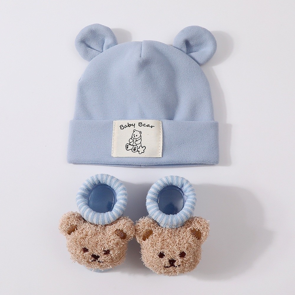 Infant Beanie Hat With Ears - 2개 세트 귀여운 면 아기 모자