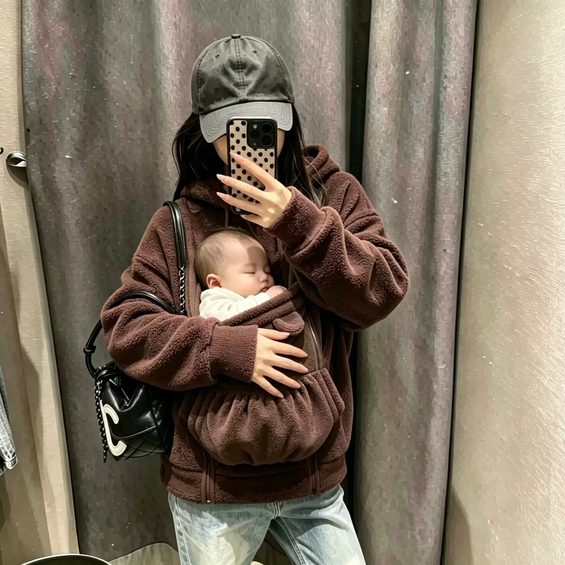 Maternity Wear - 2-in-1 캥거루 스타일 아기띠 기능성 플리스