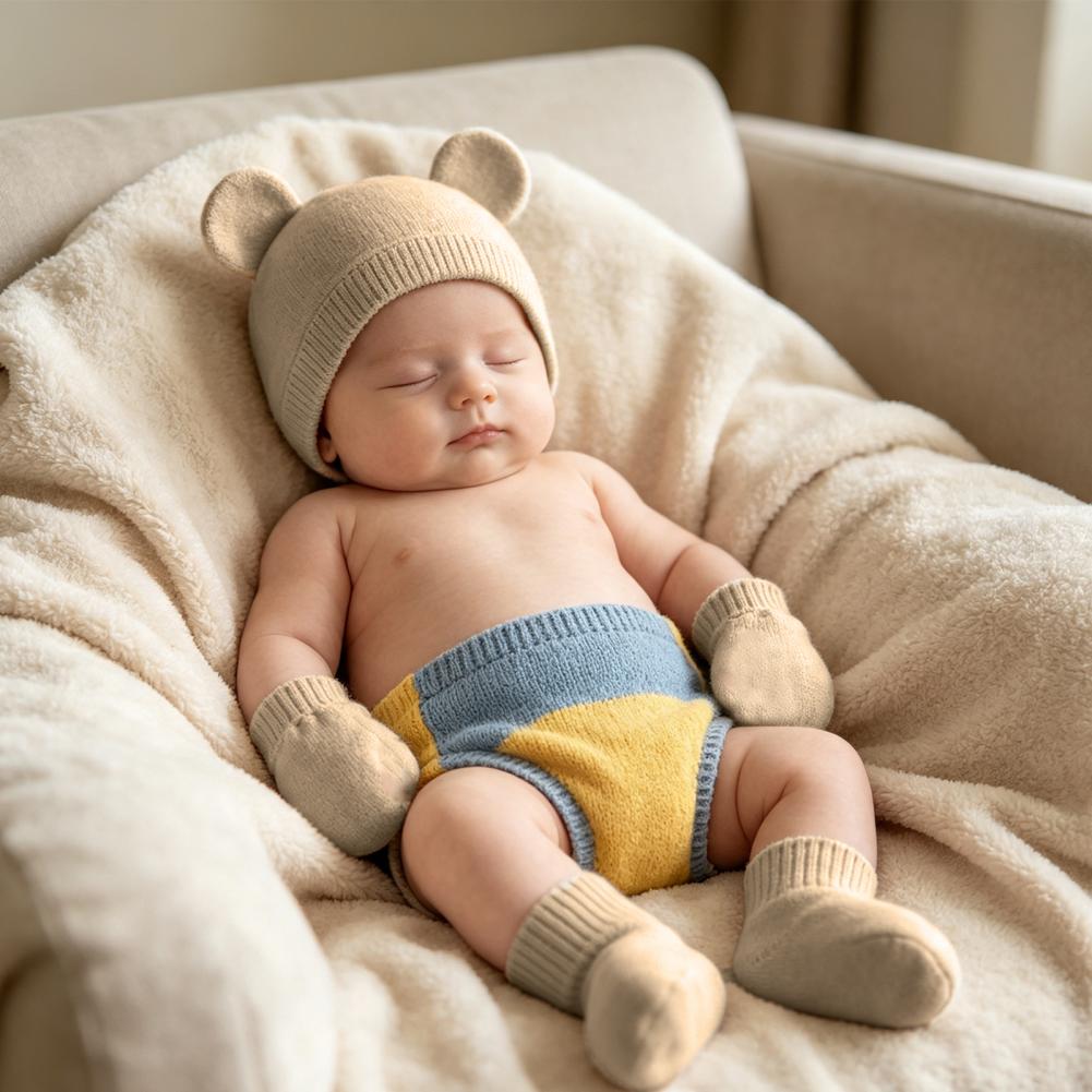 Infant Beanie Hat With Ears - 신생아 발 보호대, 신생아 모자 및