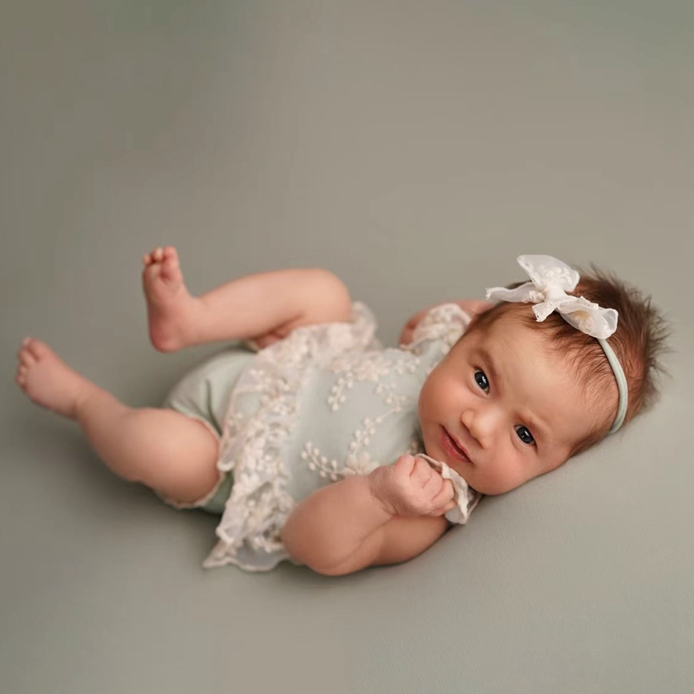 Newborn Baby Girl Romper Floral - 기발한 신생아 여아 파스텔 그린 레이스