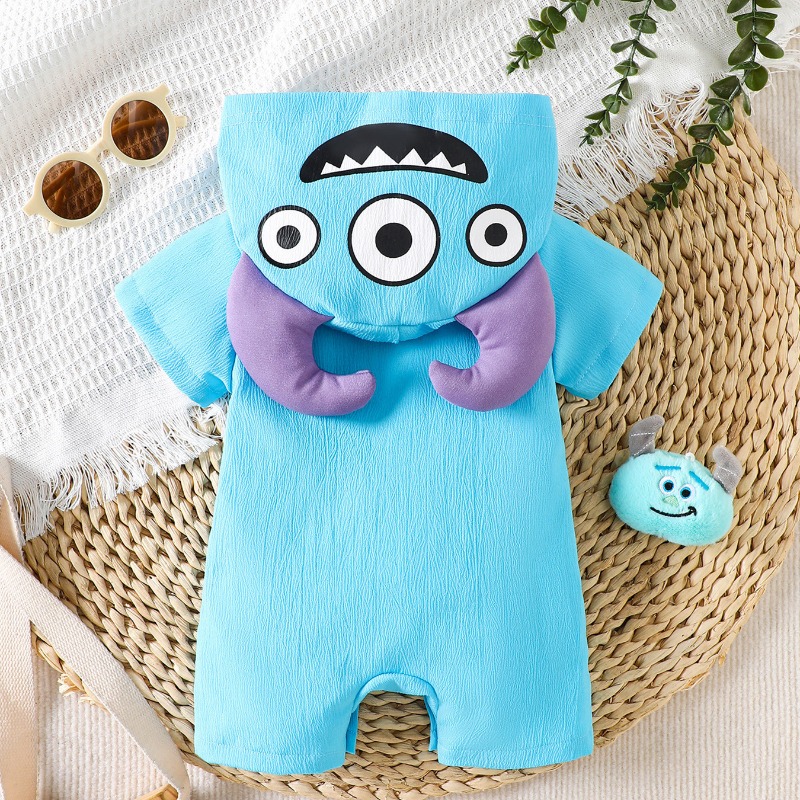 신생아 블루 몬스터 롬퍼 반소매 후드 바디수트 코스튬  - Cotton Baby Onesies Zipper 리뷰 및 가격