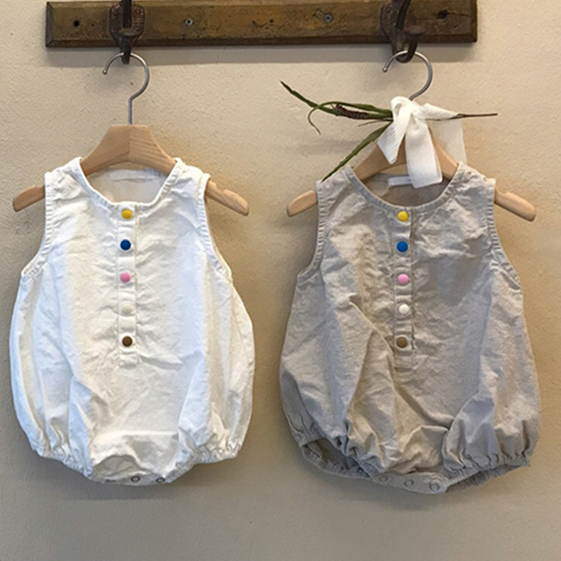 리넨 코튼 롬퍼, 여름 민소매 유아 점프수트, 유아 소 - Baby Summer Linen Sleeveless Jumpsuit 리뷰 및 가격