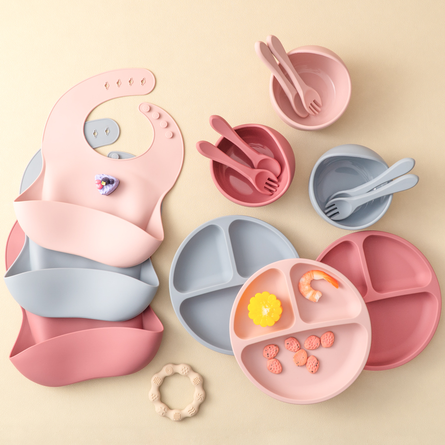 5Pcs 아기 실리콘 먹이 세트 어린이를위한 라운드 식 - Waterproof Baby Bibs Silicone 리뷰 및 가격