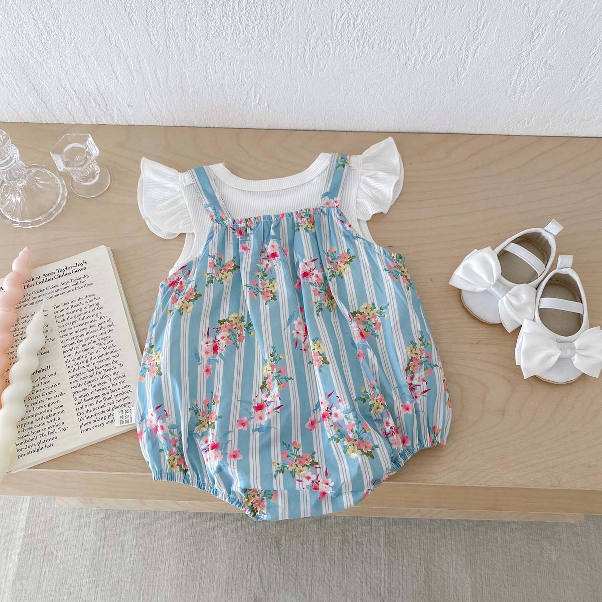 2PCS 신생아 옷 아기 소녀 바디 슈트 플러터 슬리브 - Newborn Baby Girl Romper Floral 리뷰 및 가격