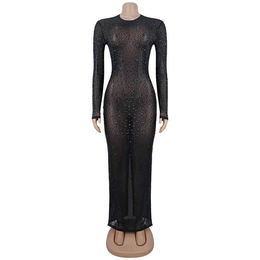 출산 사진 촬영 드레스 블랙 라인스톤 시스루 메쉬 긴팔 - Maternity Wear 리뷰 및 가격