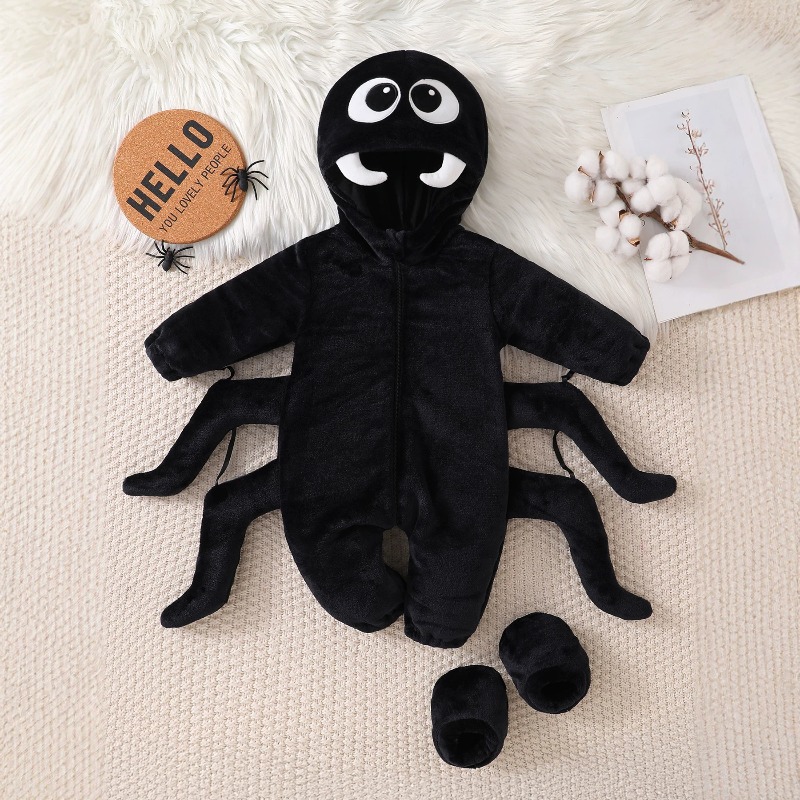 신생아용 블랙 스파이더 롬퍼 긴소매 후드 바디수트 만화 - Cotton Baby Onesies Zipper 리뷰 및 가격