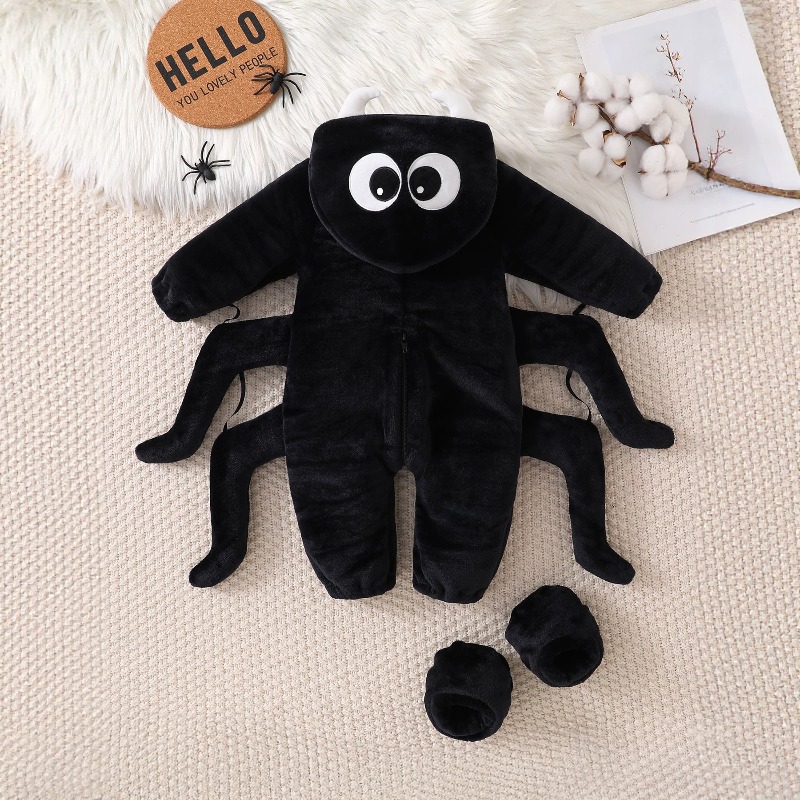 신생아용 블랙 스파이더 롬퍼 긴소매 후드 바디수트 만화 - Cotton Baby Onesies Zipper 리뷰 및 가격